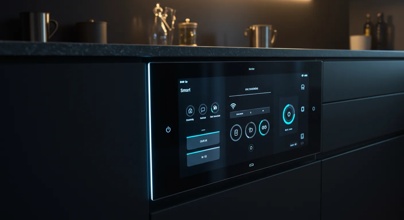 Smart kitchen technology with integrated touchscreen cabinet panel by KITWOOD Lebanon