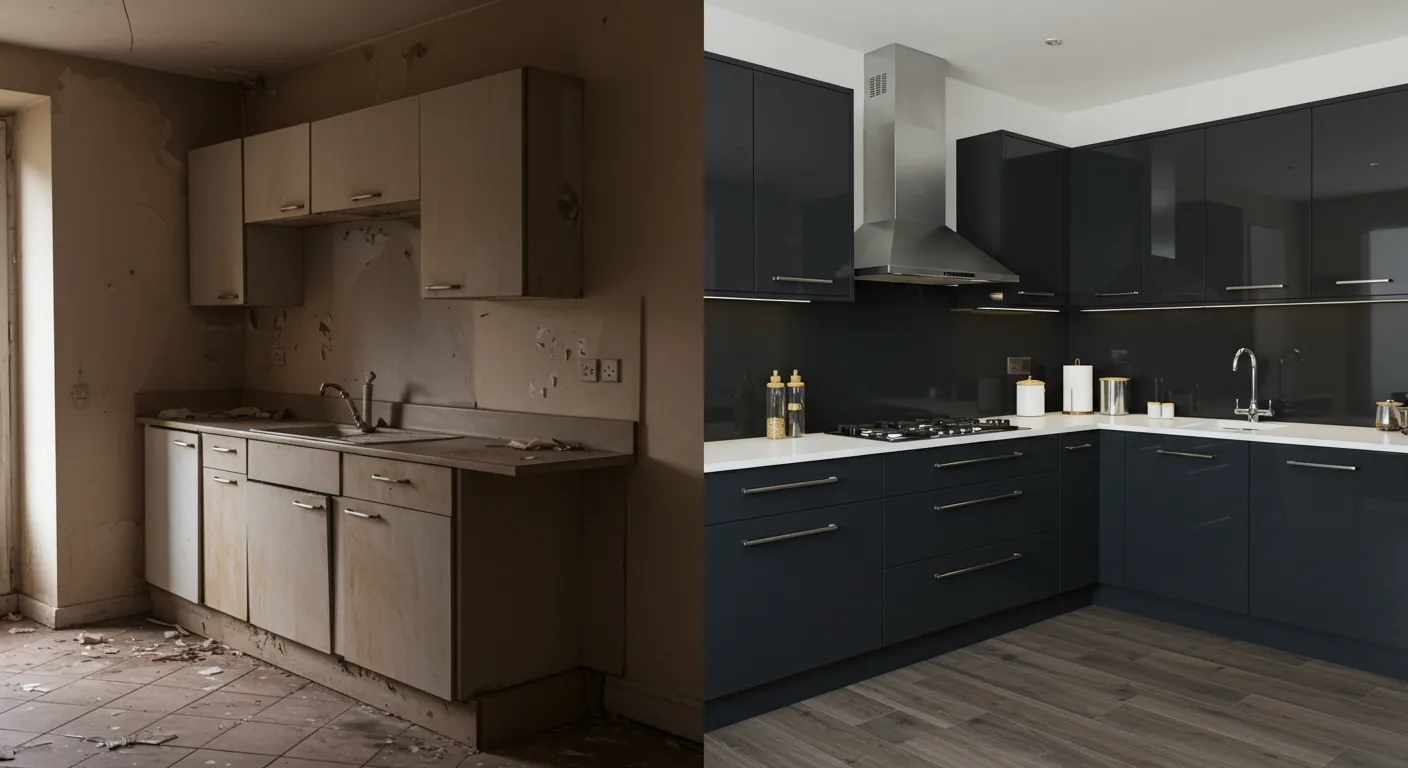 Kitchen transformation before and after renovation by KITWOOD Lebanon
