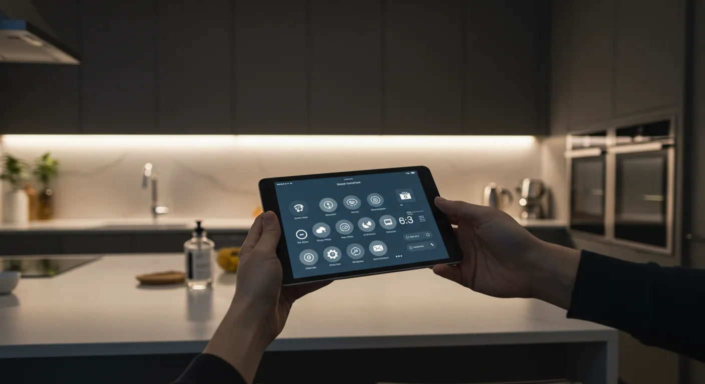 Smart connected kitchen with tablet control and integrated appliances by KITWOOD Lebanon