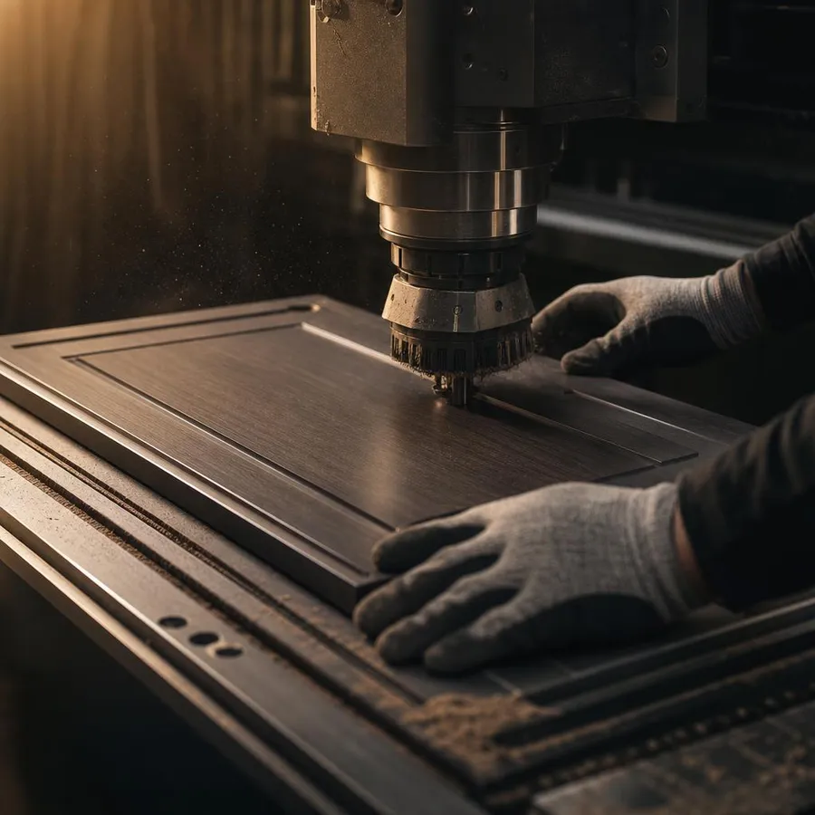 Expert craftsmanship — CNC precision machining of cabinet doors in the KITWOOD Zouk Mosbeh factory