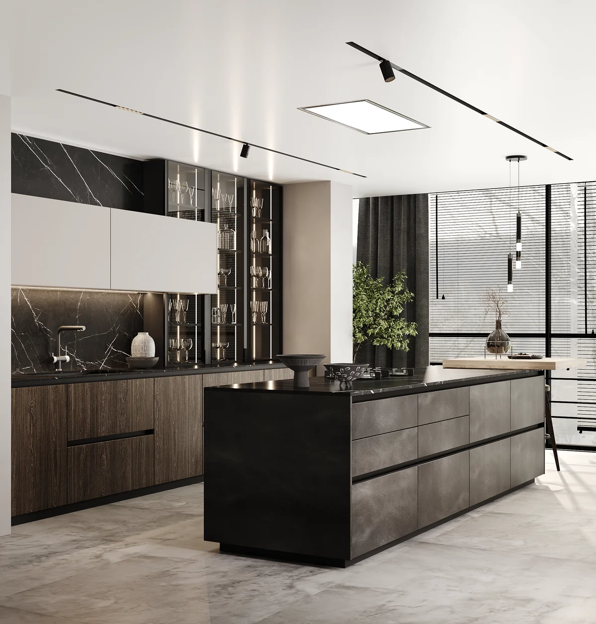 Kitchen renovation Lebanon — KITWOOD TEN handleless kitchen with aluminium fronts and integrated appliances