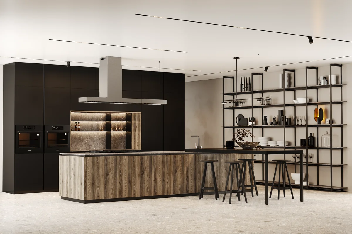 KITWOOD TWENTY kitchen — stone worktop, handleless cabinetry, Beirut