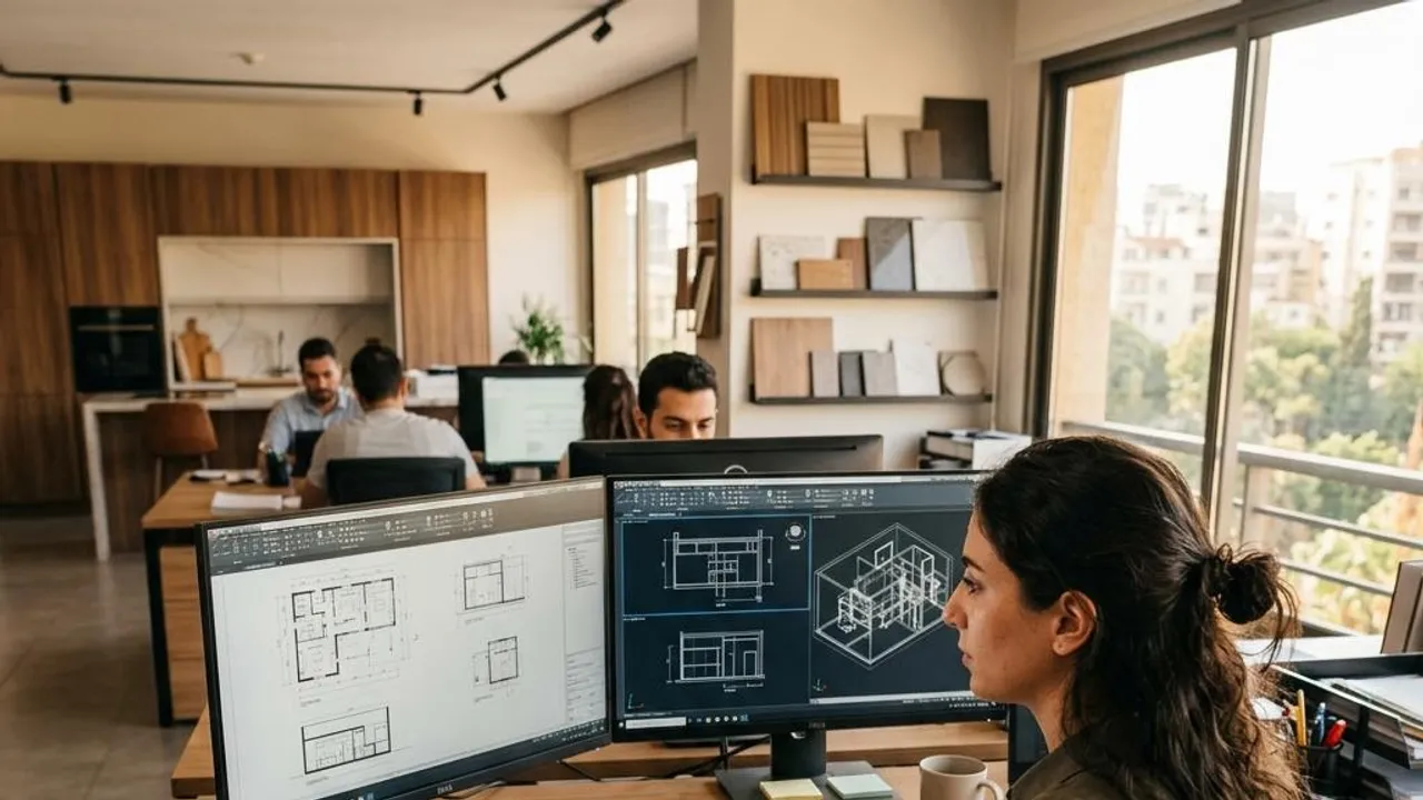 Engineer preparing production drawings for cabinet manufacturing in CAD