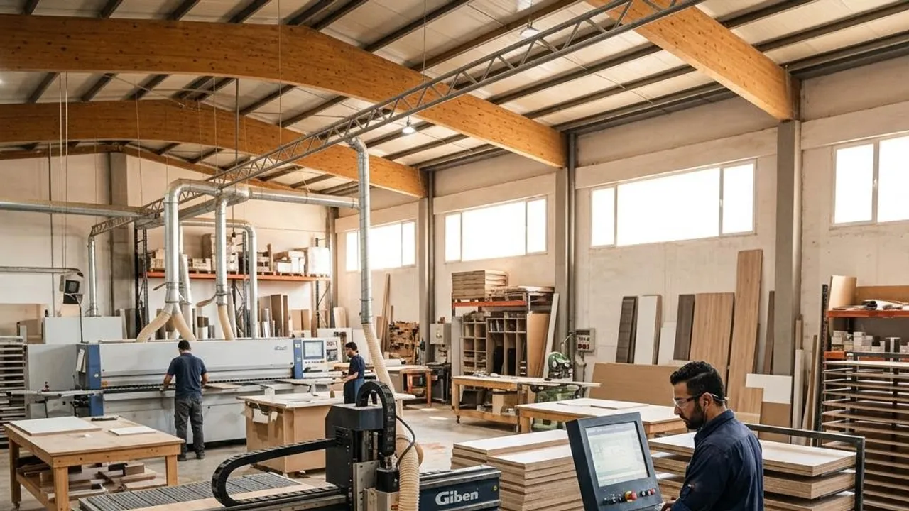 CNC panel cutting during cabinet manufacturing