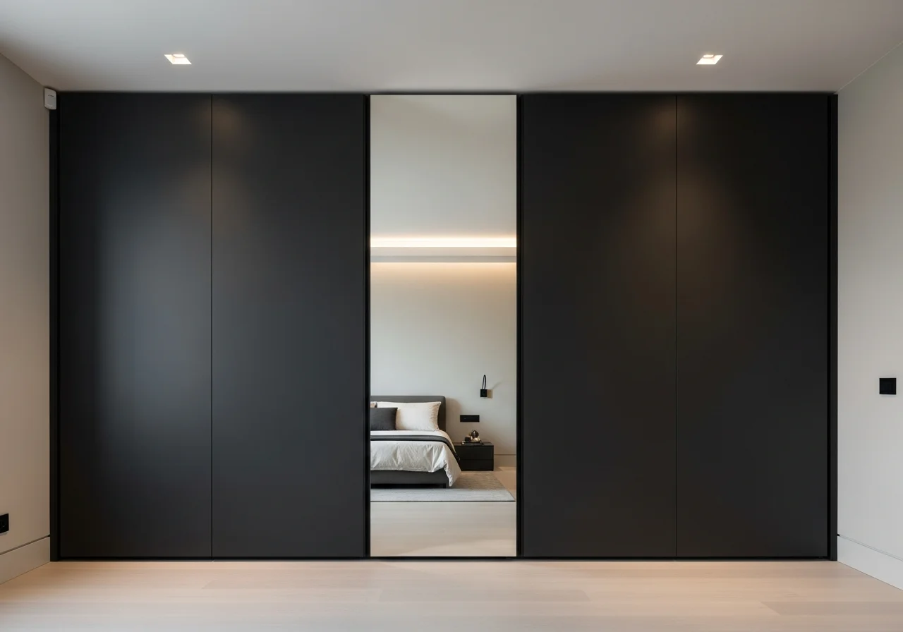 Sliding wardrobe Lebanon full-length mirror anthracite lacquer panels — KLOZET® sliding wardrobe system KITWOOD