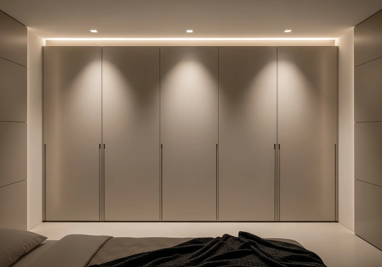 Sliding wardrobe Lebanon greige matte lacquer unicolor Italian design — KLOZET® space-saving closet KITWOOD Beirut